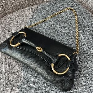 Gucci Horsebit Leather Black Clutch Handbag bag